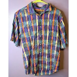 Boston Traders Mens M Short Sleeve Button Down Shirt Abstract 90s‎ Retro Dad